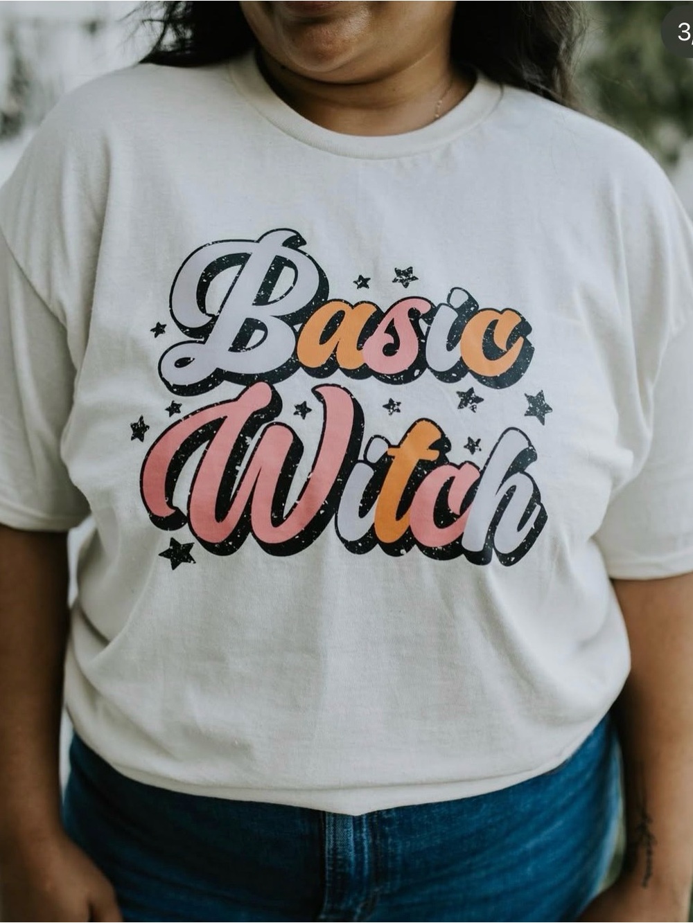 Gildan Cream Short Sleeve "Basic Witch" Graphic Tee